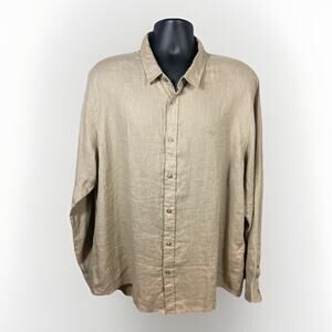 Body & Soul 100% Linen Shirt Men’s Button Up Khaki Size 2XL